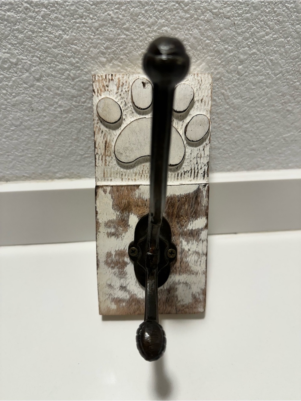 Rustic White Paw Print Wall Hook